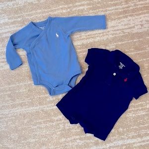 Ralph Lauren solid blue onesie with gift box